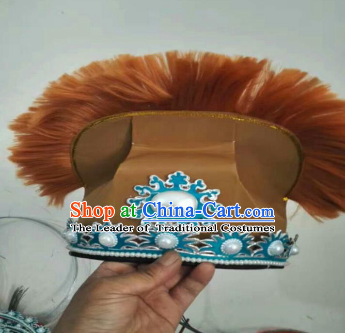 Traditional Chinese Peking Opera Old Men Coffee Hats, China Ancient Beijing Opera Ministry Councillor Headwear for Men