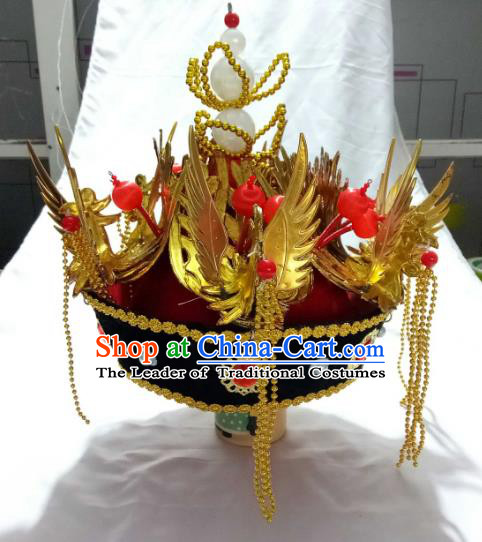 Traditional Chinese Qing Dynasty Imperial Empress Hats, China Ancient Manchu Queen Phoenix Coronet Headwear for Women