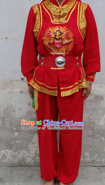 Traditional Chinese Classical Dance Yangge Fan Dance Costume, Folk Dance Drum Dance Lion Dance Clothing for Men