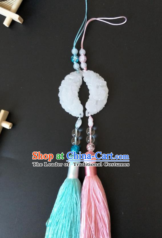 Traditional Handmade Chinese Hanfu Accessories Jade Pendant, China Palace Lady Tassel Waist Pendant for Women