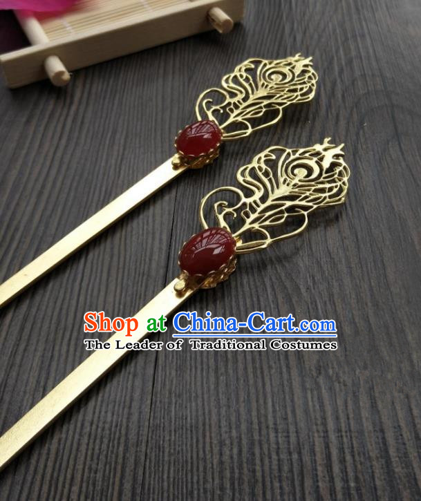 Traditional Handmade Chinese Hair Accessories Hanfu Copper Hairpins, China Ancient Tang Dynasty Palace Lady Hair Stick for Women