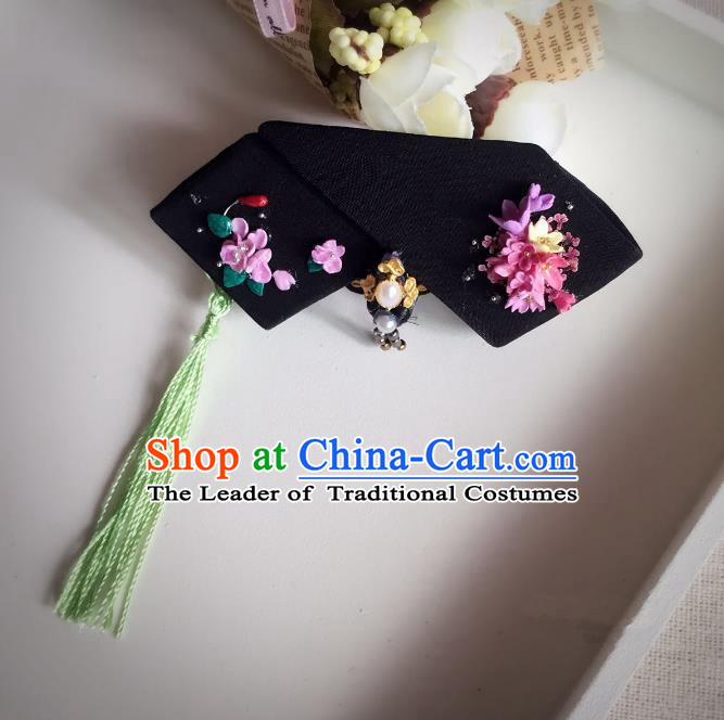 Traditional Handmade Chinese Qing Dynasty Hair Accessories Tassel Headwear, Manchu High Coiffure Imperial Concubine Headpiece