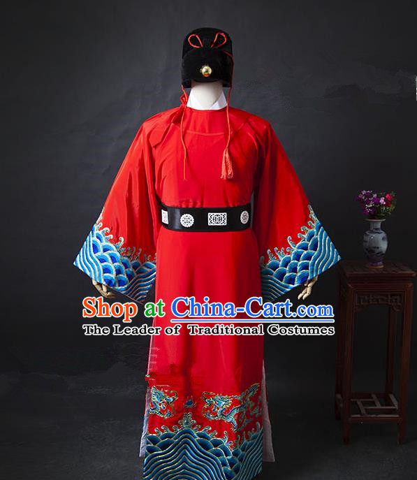 Traditional Chinese Peking Opera Bao Zheng Costume Embroidered Robe, China Ancient Beijing Opera Gwanbok for Men