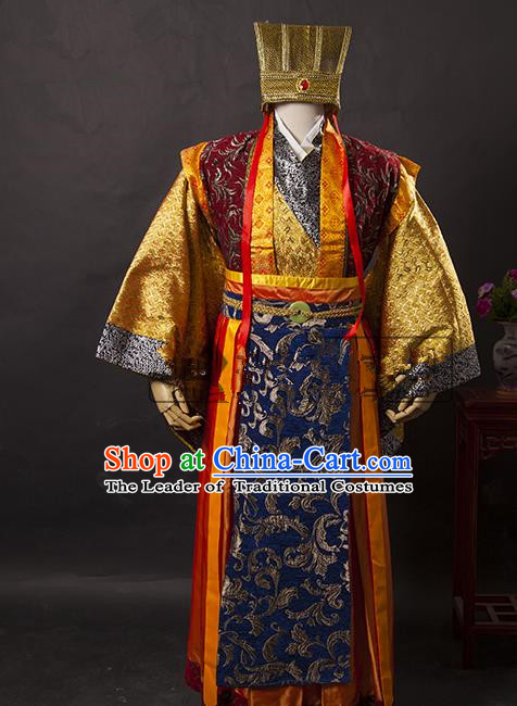 Traditional Ancient Chinese General Costume, Asian Chinese Three Kingdoms Emperor Clothing for Men