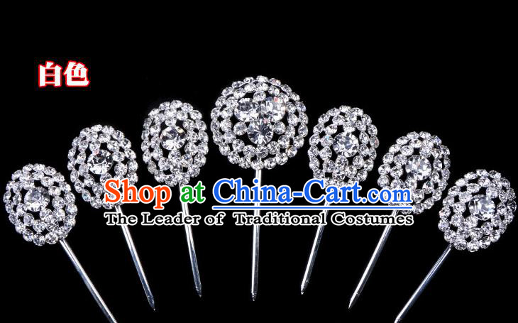 Traditional Beijing Opera Diva Hair Accessories Crystal Head Ornaments Hairpins Complete Set, Ancient Chinese Peking Opera Hua Tan Hair Stick Headwear