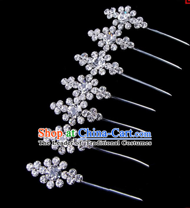 Traditional Beijing Opera Diva Hair Accessories Crystal Head Ornaments Complete Set, Ancient Chinese Peking Opera Hua Tan Hairpins Hair Stick Headwear