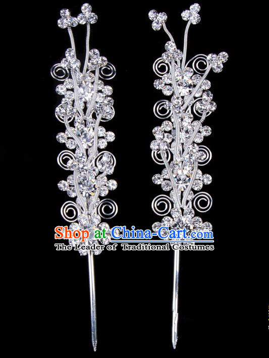 Traditional Beijing Opera Diva Hair Accessories Crystal Butterfly Head Ornaments Hairpins, Ancient Chinese Peking Opera Hua Tan Hair Stick Headwear