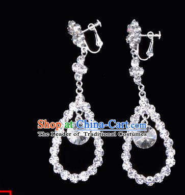 Traditional Beijing Opera Diva Jewelry Accessories Crystal Earrings, Ancient Chinese Peking Opera Hua Tan Eardrop