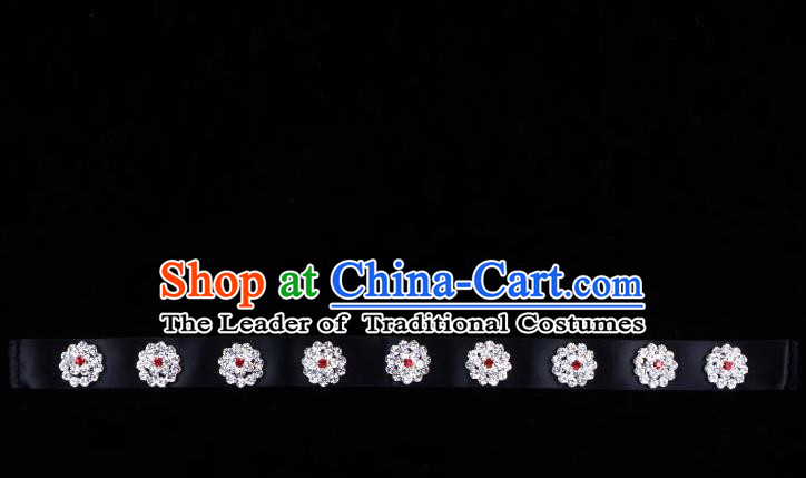 Traditional Beijing Opera Diva Hair Accessories Crystal Black Headband, Ancient Chinese Peking Opera Hua Tan Hair Clasp Headwear