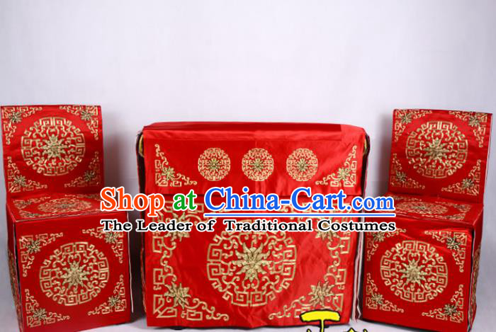 Traditional Beijing Opera Props Tablecloth, Ancient Chinese Peking Opera Wedding Red Satin Spread