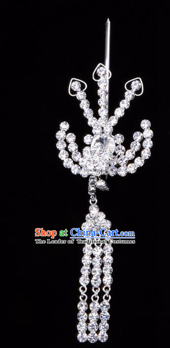 Traditional Beijing Opera Diva Hair Accessories Crystal Hairpins Phoenix Step Shake, Ancient Chinese Peking Opera Hua Tan Hair Stick Headwear