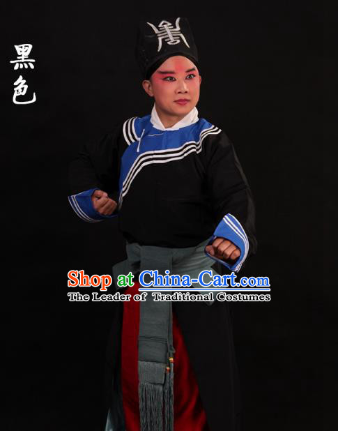 Traditional China Beijing Opera Takefu Black Costume, Ancient Chinese Peking Opera Wu-Sheng Warrior Government Gwanbok Clothing