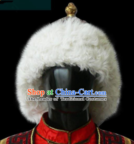 Traditional Chinese Mongol Nationality Hair Accessories Mongols King Hat, Chinese Mongolian Minority Nationality Headwear for Men