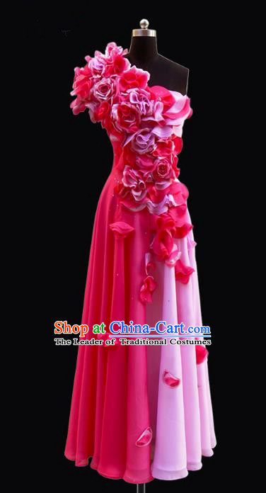 Traditional Chinese Mongol Nationality Costume Empress Wedding Full Dress, Chinese Mongolian Minority Nationality Bride Rosy Mongolian Robe for Women