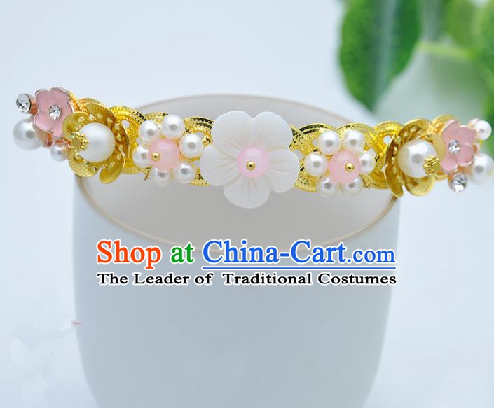 Traditional Handmade Chinese Ancient Classical Hair Accessories Shell Flowers Hair Comb Hairpins for Women