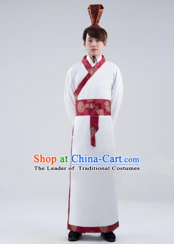 Traditional Chinese Han Dynasty Emperor Costume, China Ancient Majesty Hanfu Embroidered Robe for Men