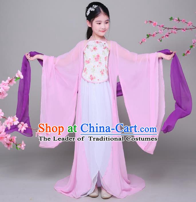 Traditional Chinese Tang Dynasty Princess Fairy Costume, China Ancient Palace Lady Hanfu Dress Clothing for Kids