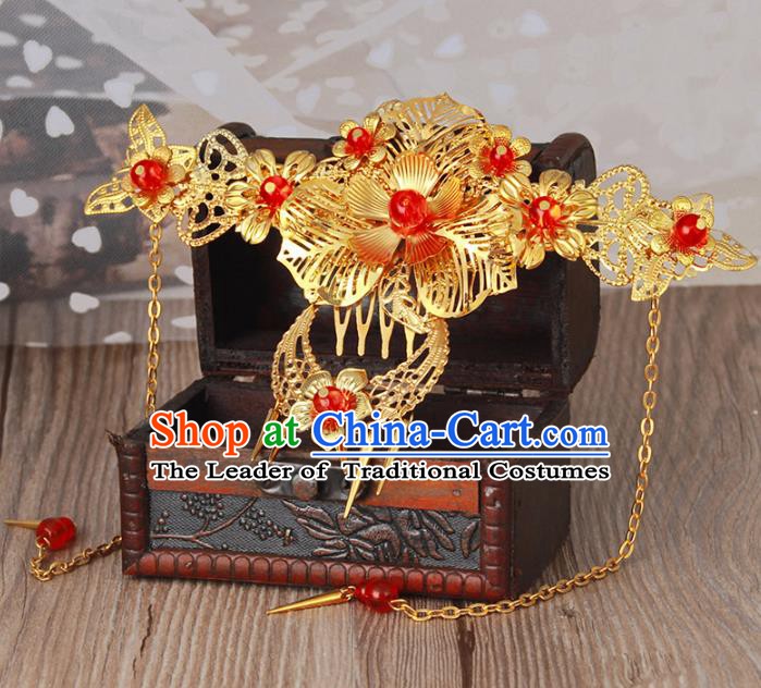 Traditional Handmade Chinese Classical Hair Accessories Hanfu Hairpins Tassel Hair Comb for Women