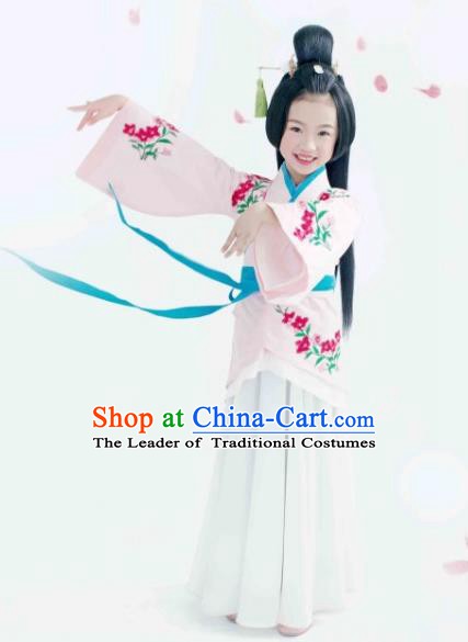 Traditional Chinese Han Dynasty Palace Lady Costume, China Ancient Princess Hanfu Curving-front Robe Clothing for Kids