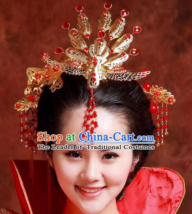 Traditional Handmade Chinese Classical Hair Accessories Hanfu Hairpins Phoenix Coronet for Women