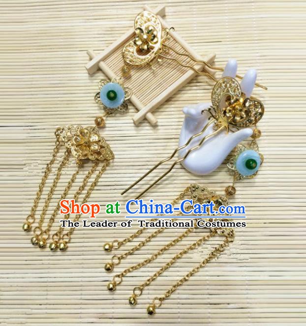 Traditional Handmade Chinese Classical Hair Accessories Hanfu Hairpins Tassel Step Shake Headwear for Women