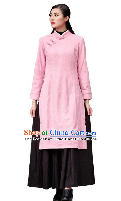 Traditional Chinese National Costume Hanfu Pink Qipao Dress, China Tang Suit Cheongsam for Women