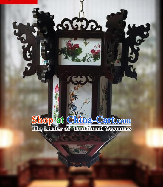 Traditional Chinese Handmade Sheepskin Lantern Classical Wood Palace Lantern China Ceiling Palace Lamp