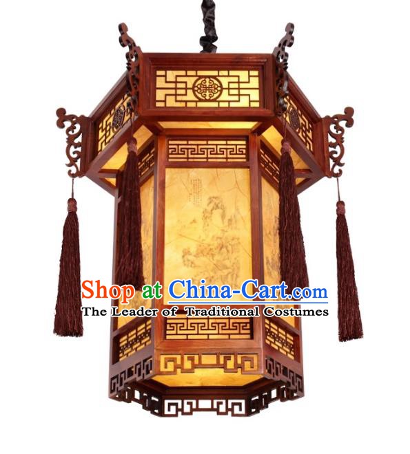 Traditional Chinese Handmade Ceiling Sheepskin Lantern Classical Wood Palace Lantern China Palace Lamp