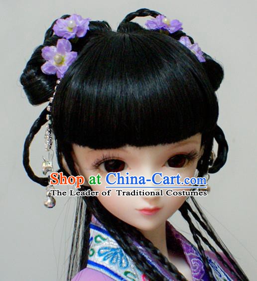 Traditional Handmade Chinese Ancient Young Lady Princess Hair Accessories Hairpins and Wig for Women