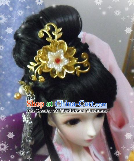 Traditional Handmade Chinese Ancient Tang Dynasty Palace Lady Princess Hair Accessories and Wig Sheath for Women