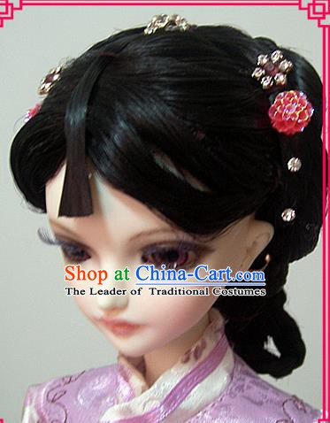 Traditional Handmade Chinese Ancient Qing Dynasty Nobility Lady Hair Accessories Wig Sheath for Women