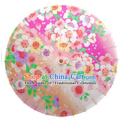 Asian China Dance Umbrella Handmade Classical Printing Flowers Pink Oil-paper Umbrellas Stage Performance Umbrella