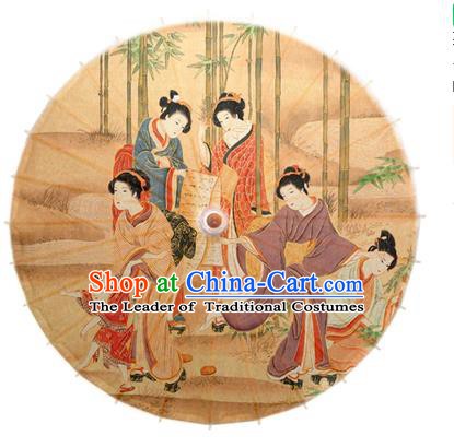 Asian China Dance Umbrella Handmade Classical Printing Oil-paper Umbrellas Stage Performance Umbrella