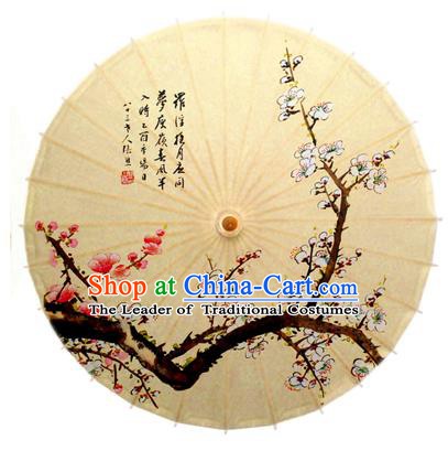 China Traditional Dance Handmade Umbrella Painting Plum Blossom Oil-paper Umbrella Stage Performance Props Umbrellas