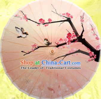 China Traditional Dance Handmade Umbrella Painting Wintersweet Oil-paper Umbrella Stage Performance Props Umbrellas