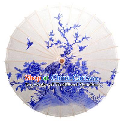 China Traditional Dance Handmade Umbrella Printing Peony Butterfly Oil-paper Umbrella Stage Performance Props Umbrellas