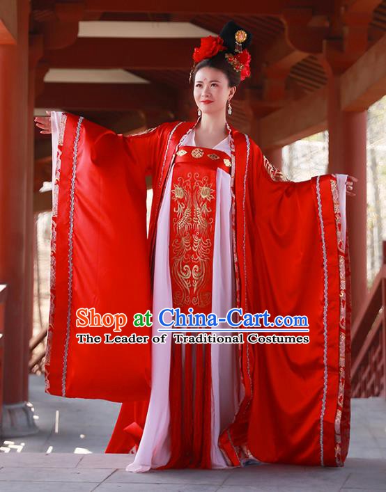 Traditional Chinese Ancient Tang Dynasty Royal Princess Wedding Embroidered Costume for Women