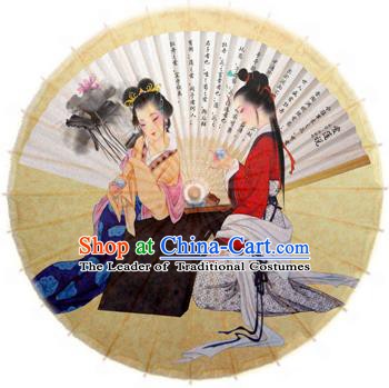 Handmade China Traditional Dance Wedding Umbrella Classical Painting Beauty Oil-paper Umbrella Stage Performance Props Umbrellas