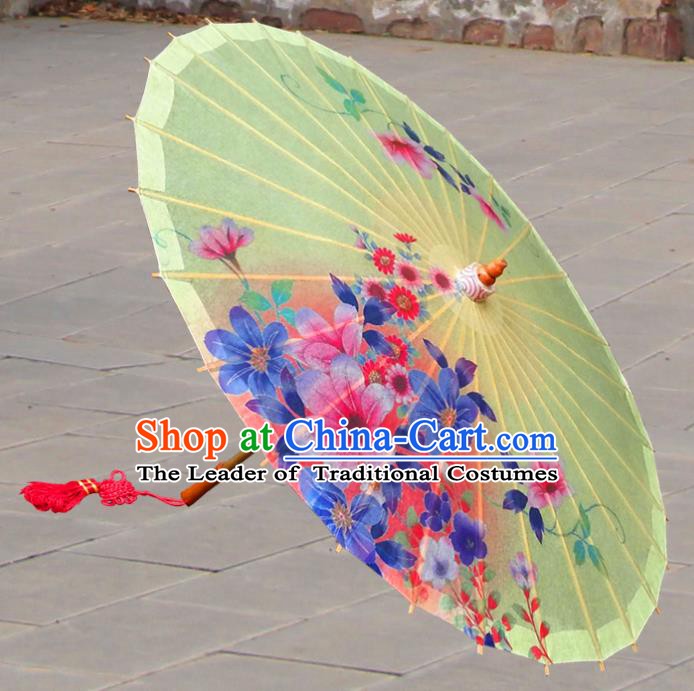 Handmade China Traditional Folk Dance Umbrella Painting Flowers Yellow Oil-paper Umbrella Stage Performance Props Umbrellas