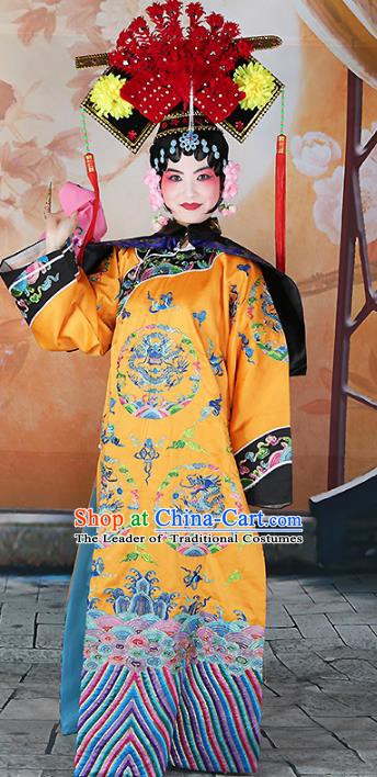 Chinese Beijing Opera Actress Manchu Lady Embroidered Costume, China Peking Opera Diva Embroidery Clothing