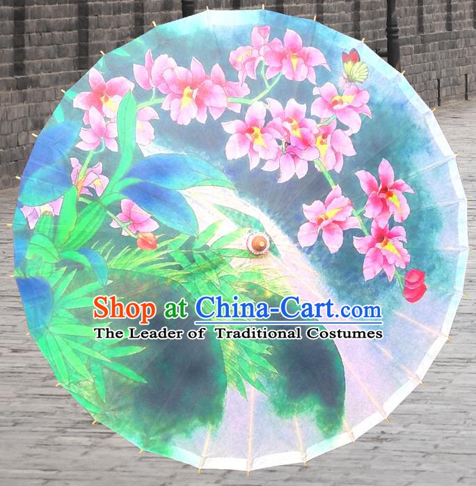 China Traditional Folk Dance Paper Umbrella Hand Painting Flowers Oil-paper Umbrella Stage Performance Props Umbrellas