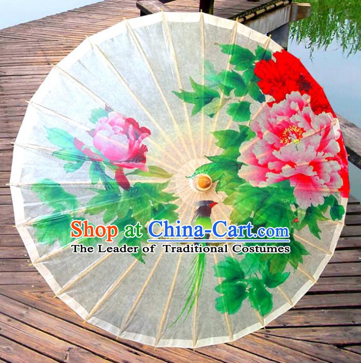 China Traditional Folk Dance Paper Umbrella Hand Painting Peony Oil-paper Umbrella Stage Performance Props Umbrellas