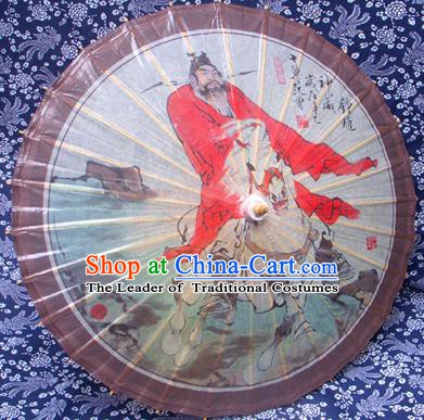 Handmade China Traditional Folk Dance Umbrella Stage Performance Props Umbrellas Printing Zhong Kui Oil-paper Umbrella