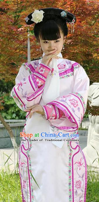 Traditional Chinese Ancient Qing Dynasty Princess Manchu Palace Lady Embroidered Costume for Women