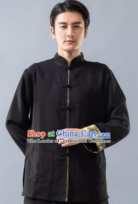 Top Grade Chinese Kung Fu Costume, China Martial Arts Training Black Uniform Gongfu Shaolin Wushu Clothing for Men