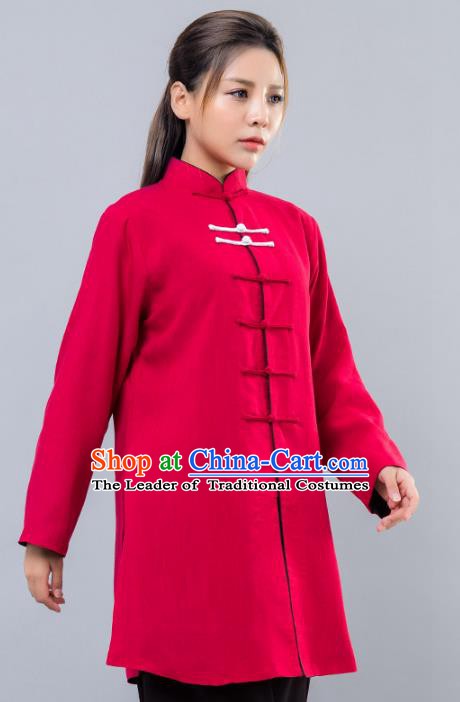 Top Grade Chinese Kung Fu Costume Martial Arts Red Uniform, China Tai Ji Wushu Clothing for Women