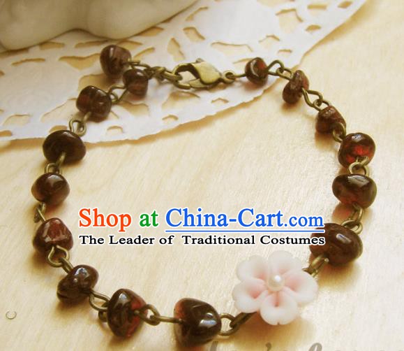 Traditional Handmade Chinese Ancient Classical Accessories Garnet Bracelets for Women