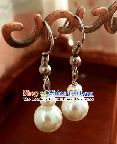 Traditional Handmade Chinese Ancient Princess Hanfu Eardrop Classical Pearls Earrings for Women