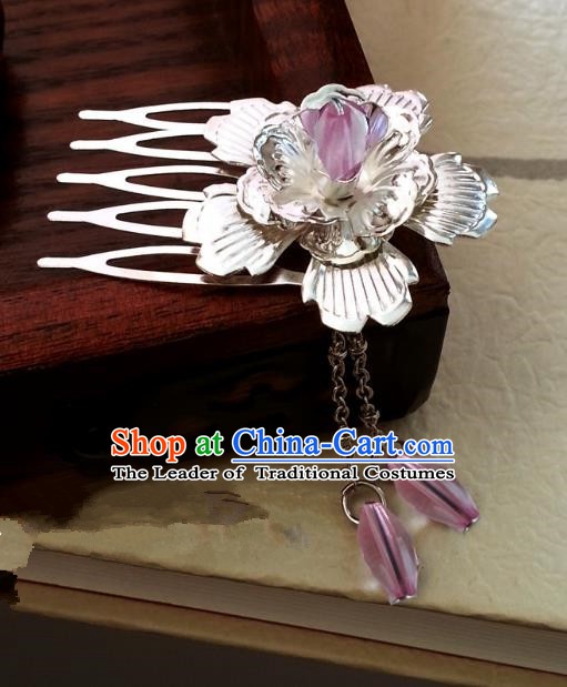 Traditional Handmade Chinese Ancient Classical Hair Accessories Pink Tassel Hairpins Headwear for Women