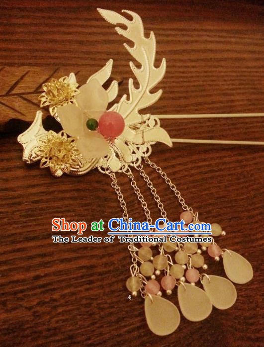 Handmade Traditional Chinese Classical Phoenix Hair Accessories Ancient Hanfu Tassel Hairpins Hair Fascinators for Women